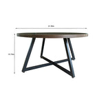 Table basse ronde moderne noire/marron avec pieds en métal en X et plateau en bois vieilli
