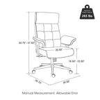 Chaise de bureau ergonomique pivotante à dossier haut, en cuir synthétique couleur camel, capitonnée, réglable, une seule unité