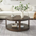 Table basse ronde à 2 niveaux avec roulettes, marron foncé / chêne antique, grain de bois