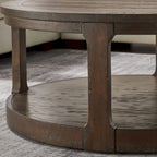 Table basse ronde à 2 niveaux avec roulettes, marron foncé / chêne antique, grain de bois