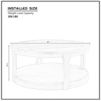 Table basse ronde à 2 niveaux avec roulettes, marron foncé / chêne antique, grain de bois