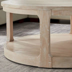 Table basse ronde à 2 niveaux avec roulettes, marron foncé / chêne antique, grain de bois
