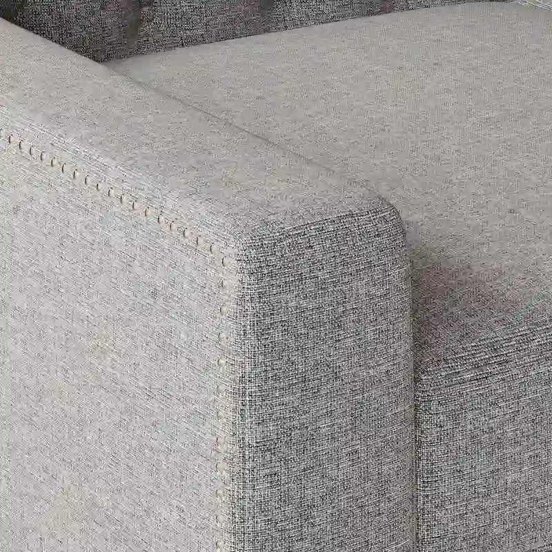 Canapé 3 places moderne du milieu du siècle, gris/beige, dossier touffeté, 3 places assises