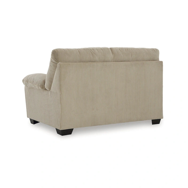 Causeuse décontractée en velours côtelé noir/beige/bleu avec sommier tapissier, 2 places
