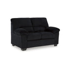 Causeuse décontractée en velours côtelé noir/beige/bleu avec sommier tapissier, 2 places