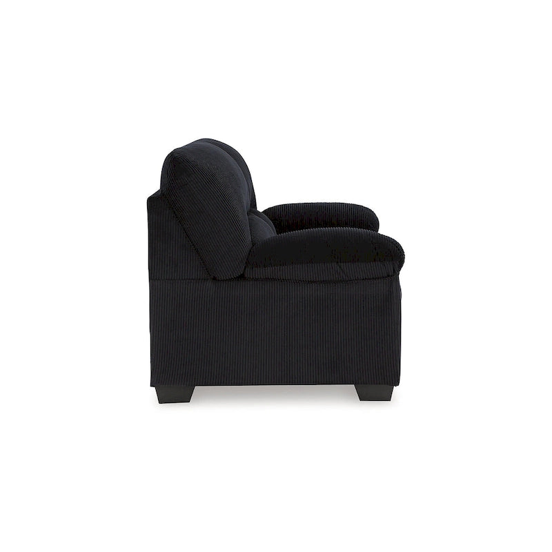 Causeuse décontractée en velours côtelé noir/beige/bleu avec sommier tapissier, 2 places