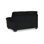 Causeuse décontractée en velours côtelé noir/beige/bleu avec sommier tapissier, 2 places