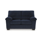 Causeuse décontractée en velours côtelé noir/beige/bleu avec sommier tapissier, 2 places