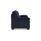 Causeuse décontractée en velours côtelé noir/beige/bleu avec sommier tapissier, 2 places