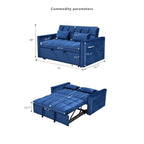 Causeuse futon moderne en velours avec dossier inclinable et poches, 2 places — Gris foncé / Gris clair / Bleu / Noir