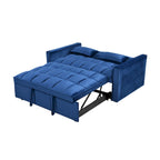 Causeuse futon moderne en velours avec dossier inclinable et poches, 2 places — Gris foncé / Gris clair / Bleu / Noir