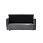 Causeuse futon moderne en velours avec dossier inclinable et poches, 2 places — Gris foncé / Gris clair / Bleu / Noir
