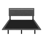 Lit plateforme flottant avec éclairage DEL, gris / beige, velours capitonné, taille double / grand, pour 2 personnes