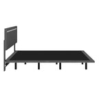 Lit plateforme flottant avec éclairage DEL, gris / beige, velours capitonné, taille double / grand, pour 2 personnes