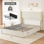 Lit plateforme d'appoint en velours avec 4 tiroirs de rangement et LED RVB, Double / Queen, Pour 2