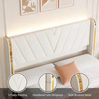 Lit plateforme d'appoint en velours avec 4 tiroirs de rangement et LED RVB, Double / Queen, Pour 2
