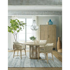 Fauteuil de baril en rotin décontracté côtier, dossier en treillis, couleur bois flotté/crème, simple