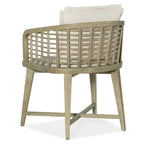 Fauteuil de baril en rotin décontracté côtier, dossier en treillis, couleur bois flotté/crème, simple