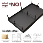 Canapé-lit futon moderne du milieu du siècle avec dossier réglable sur 5 angles et 2 oreillers, 2 places — Cuir PU noir / marron / rouge et lin noir / gris