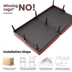 Canapé-lit futon moderne du milieu du siècle avec dossier réglable sur 5 angles et 2 oreillers, 2 places — Cuir PU noir / marron / rouge et lin noir / gris