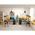 Bureau d'angle en L avec huche et éclairage LED, Blanc / Chêne gris / Marron / Noir, Pour 1