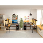 Bureau d'angle en L avec huche et éclairage LED, Blanc / Chêne gris / Marron / Noir, Pour 1
