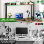 Bureau d'angle en L avec huche et éclairage LED, Blanc / Chêne gris / Marron / Noir, Pour 1