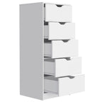 Commode verticale moderne à 5 tiroirs, Noir / Blanc, Poignées métalliques, Chambre à coucher