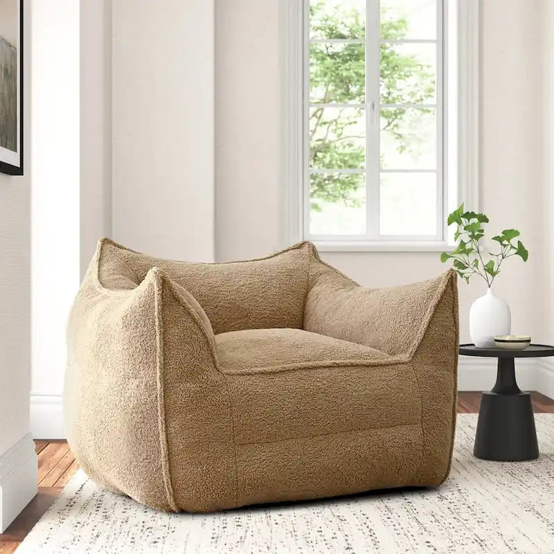 Pouf Canapé Boucle Crème — Simple / Deux Places / Ottoman