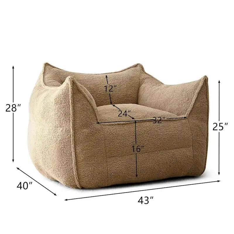 Pouf Canapé Boucle Crème — Simple / Deux Places / Ottoman