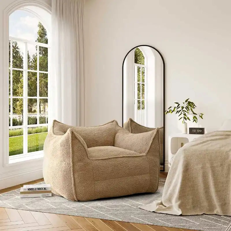 Pouf Canapé Boucle Crème — Simple / Deux Places / Ottoman