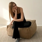 Pouf Canapé Boucle Crème — Simple / Deux Places / Ottoman