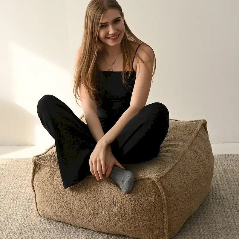 Pouf Canapé Boucle Crème — Simple / Deux Places / Ottoman