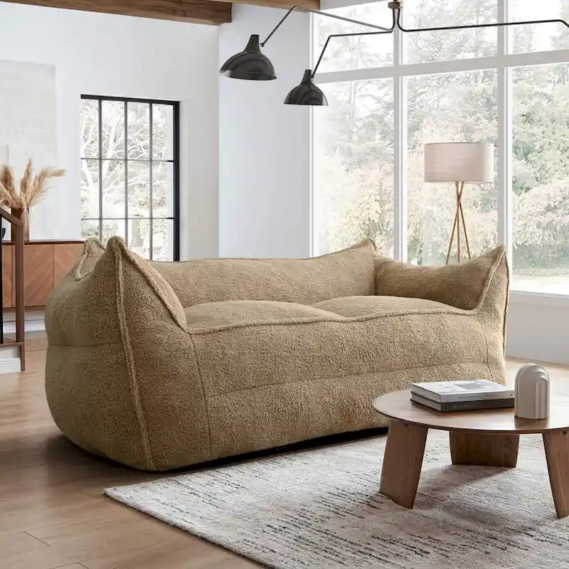 Pouf Canapé Boucle Crème — Simple / Deux Places / Ottoman