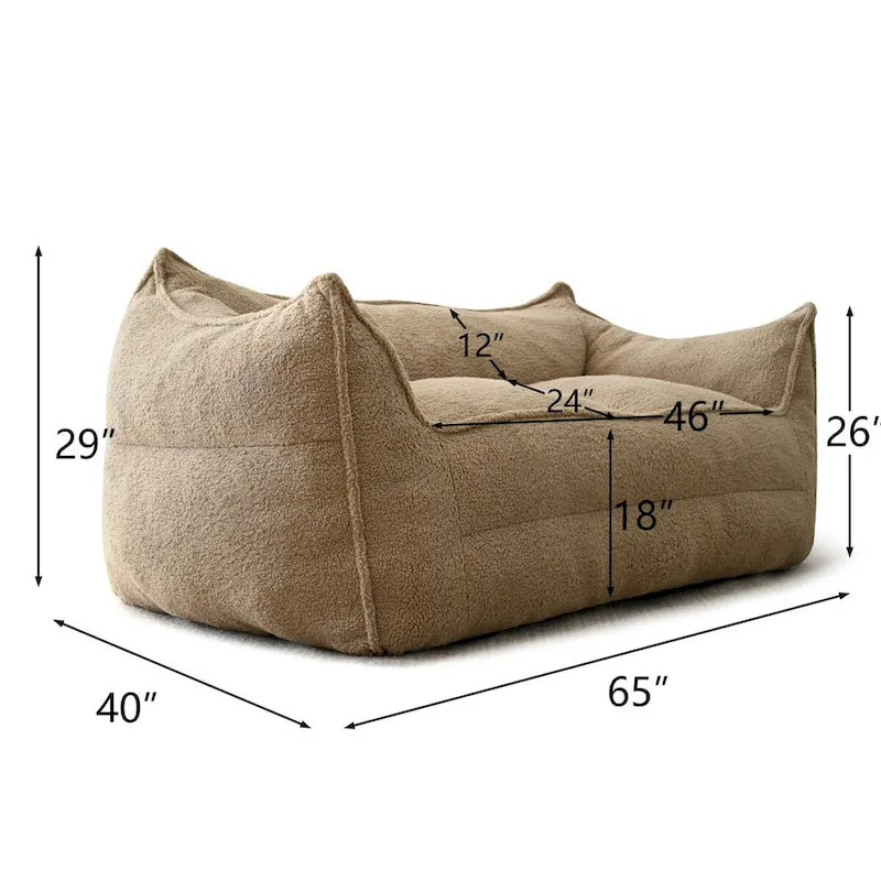 Pouf Canapé Boucle Crème — Simple / Deux Places / Ottoman
