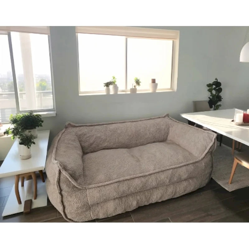 Pouf Canapé Boucle Crème — Simple / Deux Places / Ottoman