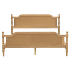 Lit plateforme en rotin style provincial français, Noyer / Blanc antique, Queen / King, Pour 2