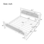 Lit plateforme en rotin style provincial français, Noyer / Blanc antique, Queen / King, Pour 2
