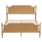 Lit plateforme en rotin style provincial français, Noyer / Blanc antique, Queen / King, Pour 2