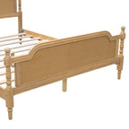 Lit plateforme en rotin style provincial français, Noyer / Blanc antique, Queen / King, Pour 2