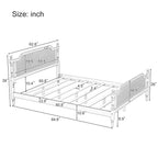 Lit plateforme en rotin style provincial français, Noyer / Blanc antique, Queen / King, Pour 2