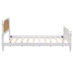 Lit plateforme en rotin style provincial français, Noyer / Blanc antique, Queen / King, Pour 2