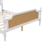 Lit plateforme en rotin style provincial français, Noyer / Blanc antique, Queen / King, Pour 2