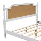 Lit plateforme en rotin style provincial français, Noyer / Blanc antique, Queen / King, Pour 2