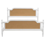 Lit plateforme en rotin style provincial français, Noyer / Blanc antique, Queen / King, Pour 2