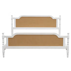 Lit plateforme en rotin style provincial français, Noyer / Blanc antique, Queen / King, Pour 2