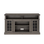 Meuble TV Classique Espresso / Gris Lavé / Noir et Noyer Foncé avec Rangement Ouvert et Fermé, Convient aux TV jusqu'à 65"