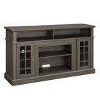 Meuble TV Classique Espresso / Gris Lavé / Noir et Noyer Foncé avec Rangement Ouvert et Fermé, Convient aux TV jusqu'à 65"