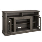 Meuble TV Classique Espresso / Gris Lavé / Noir et Noyer Foncé avec Rangement Ouvert et Fermé, Convient aux TV jusqu'à 65"