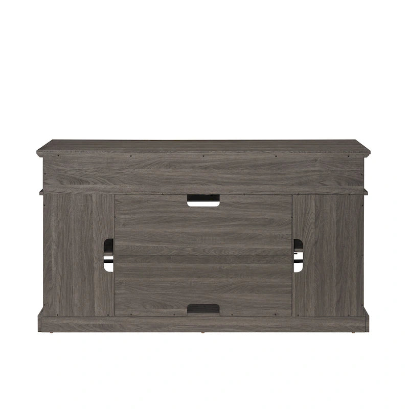 Meuble TV Classique Espresso / Gris Lavé / Noir et Noyer Foncé avec Rangement Ouvert et Fermé, Convient aux TV jusqu'à 65"
